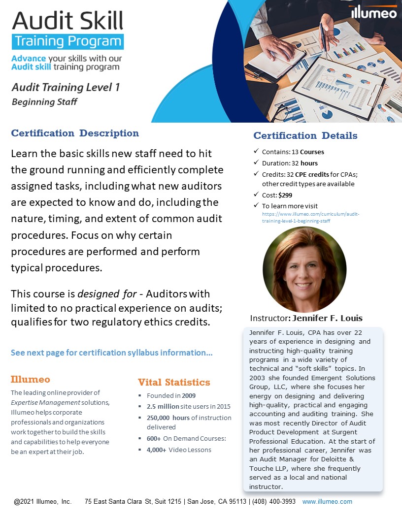 Audit Training Level 1 - Beginning Staff Flyer