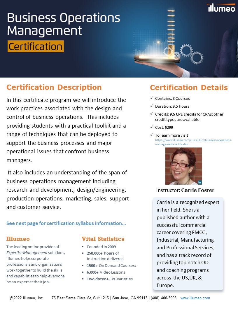 Business Operations Management Certification