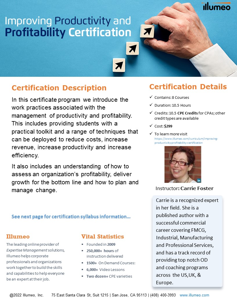 Improving Productivity and Profitability Certification